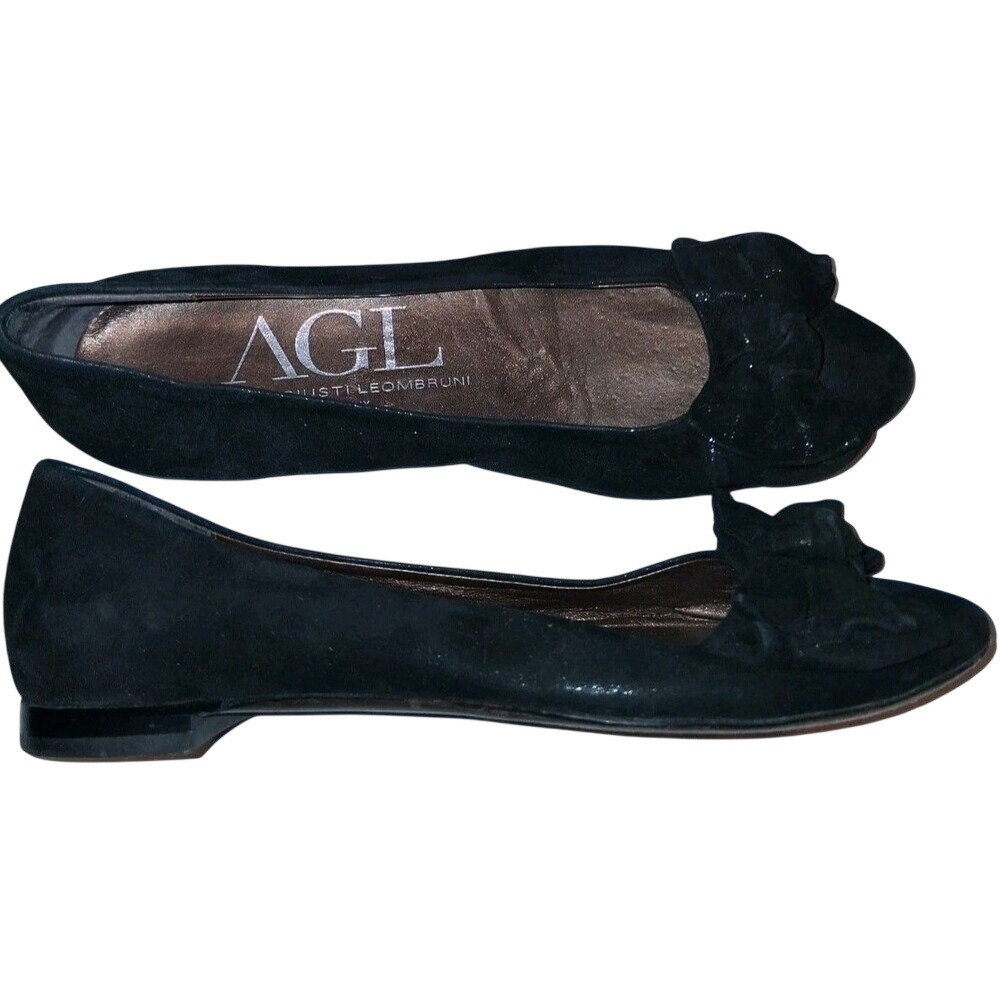 Attilio Giusti Leombruni AGL Woman's Shimmer Suede Bow Ballet Flats Size US 6